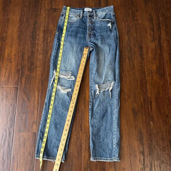 PISTOLA Charlie Exposed Button Fly Jeans Straight Crop Distressed - Picture 14 of 15